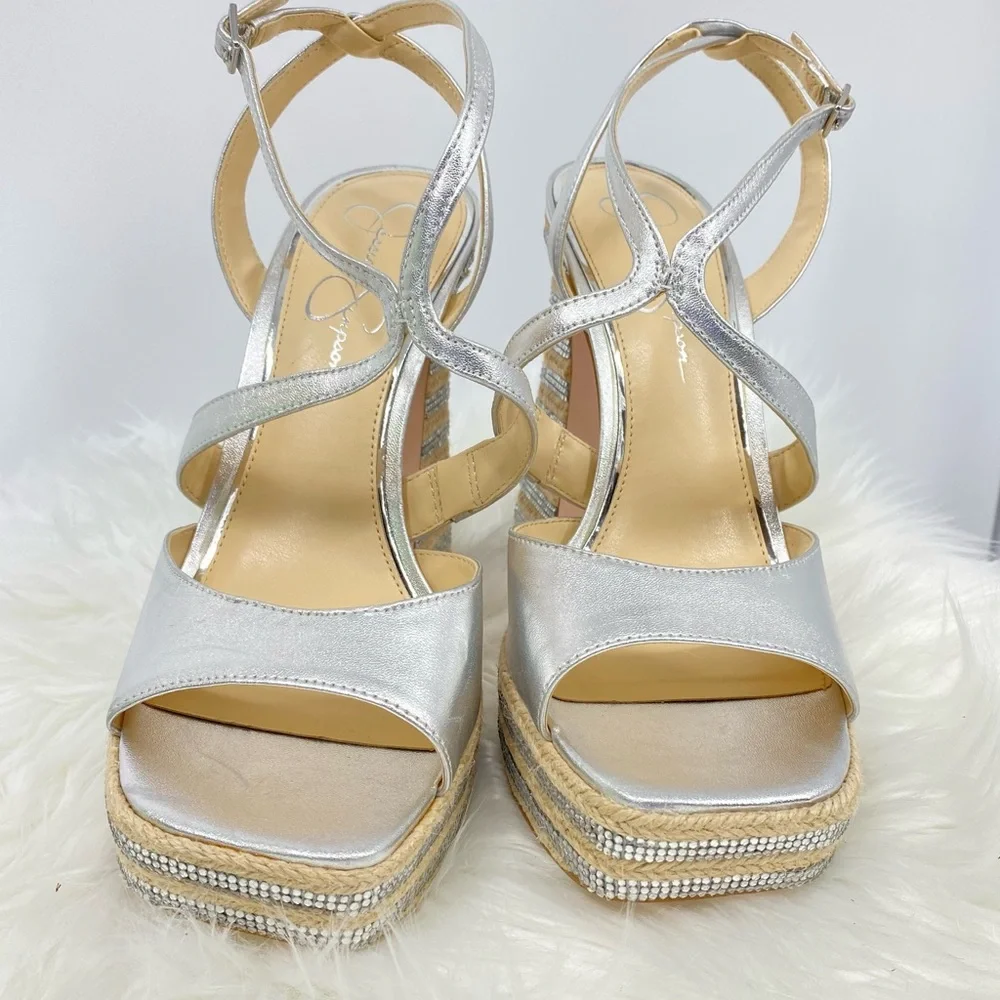Silver Platform Strappy High Heel Sandal - Women NWOT